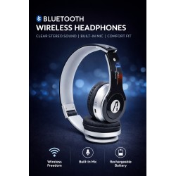 A1-Tech Wireless Bluetooth Stereo Headset with Mic and FM Radio - Black.